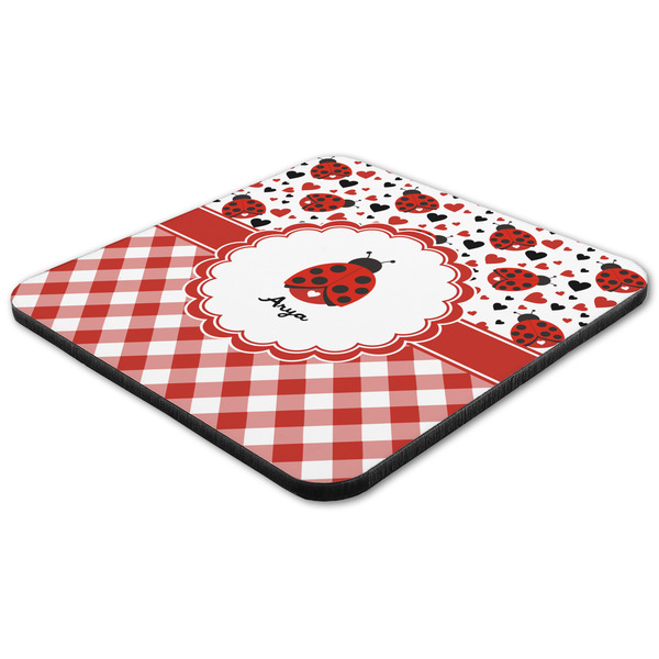 Ladybugs & Gingham Coaster Set - FLAT (one)