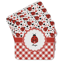Ladybugs & Gingham Cork Coaster - Set of 4 w/ Name or Text
