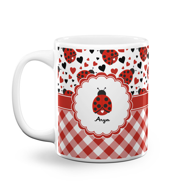 Custom Ladybugs & Gingham Coffee Mug (Personalized)