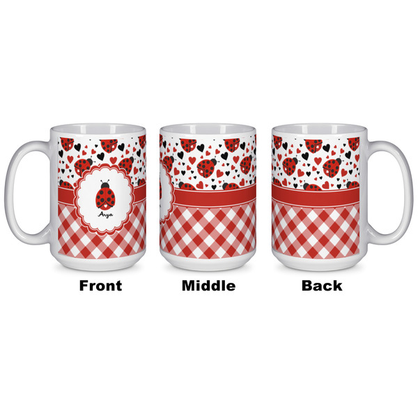 Ladybugs & Gingham Coffee Mug - 15 oz - White APPROVAL