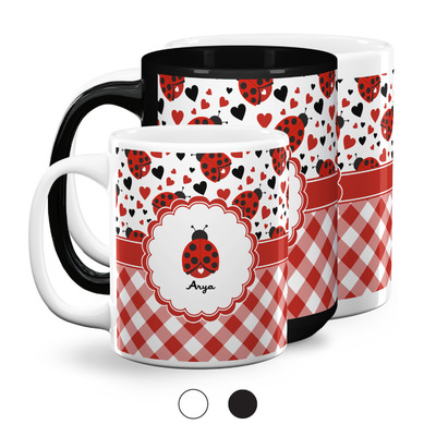 Ladybugs & Gingham Coffee Mug (Personalized)