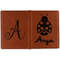 Ladybugs & Gingham Cognac Leather Passport Holder Outside Double Sided - Apvl