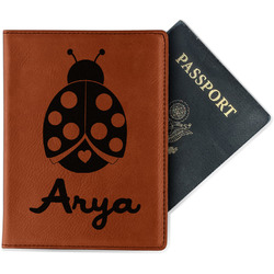 Ladybugs & Gingham Passport Holder - Faux Leather - Double Sided (Personalized)
