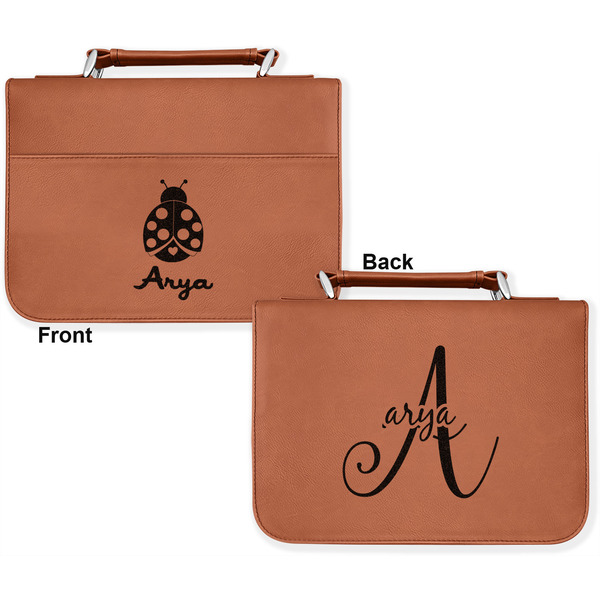 Ladybugs & Gingham Cognac Leatherette Bible Covers - Large Double Sided Apvl