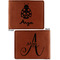 Ladybugs & Gingham Cognac Leatherette Bifold Wallets - Front and Back