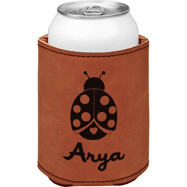 Custom Ladybugs & Gingham Leatherette Can Sleeve - Single Sided (Personalized)