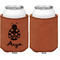 Ladybugs & Gingham Cognac Leatherette Can Sleeve - Single Sided Front and Back