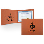Ladybugs & Gingham Leatherette Certificate Holder - Front and Inside (Personalized)