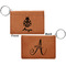 Ladybugs & Gingham Cognac Leatherette Keychain ID Holders - Front and Back Apvl