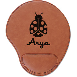 Ladybugs & Gingham Leatherette Mouse Pad with Wrist Support (Personalized)