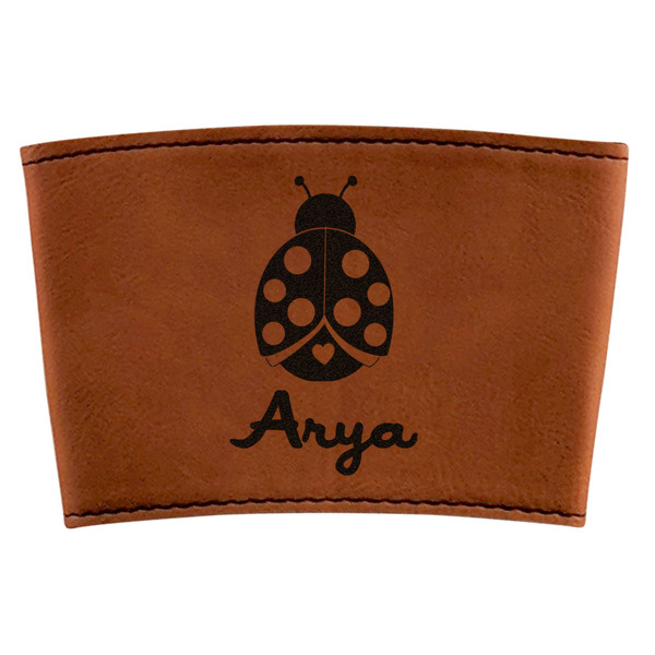 Custom Ladybugs & Gingham Leatherette Cup Sleeve (Personalized)