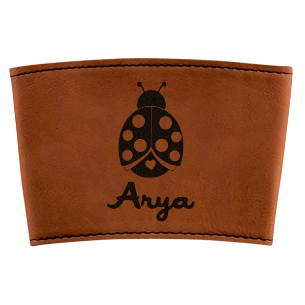 Custom Ladybugs & Gingham Leatherette Cup Sleeve (Personalized)