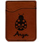 Ladybugs & Gingham Cognac Leatherette Phone Wallet close up