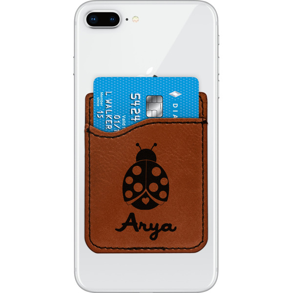 Custom Ladybugs & Gingham Leatherette Phone Wallet (Personalized)