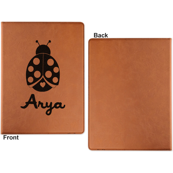 Ladybugs & Gingham Cognac Leatherette Portfolios with Notepad - Large - Single Sided - Apvl