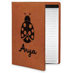 Ladybugs & Gingham Leatherette Portfolio with Notepad - Small - Double Sided (Personalized)