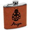 Ladybugs & Gingham Cognac Leatherette Wrapped Stainless Steel Flask
