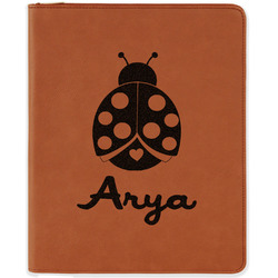 Ladybugs & Gingham Leatherette Zipper Portfolio with Notepad - Single Sided (Personalized)