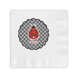 Ladybugs & Gingham Coined Cocktail Napkins (Personalized)