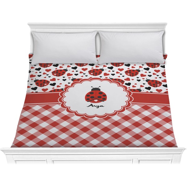 Custom Ladybugs & Gingham Comforter - King (Personalized)