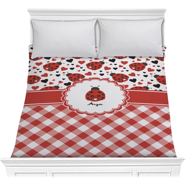 Custom Ladybugs & Gingham Comforter - Full / Queen (Personalized)