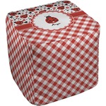 Ladybugs & Gingham Cube Pouf Ottoman - 13" (Personalized)