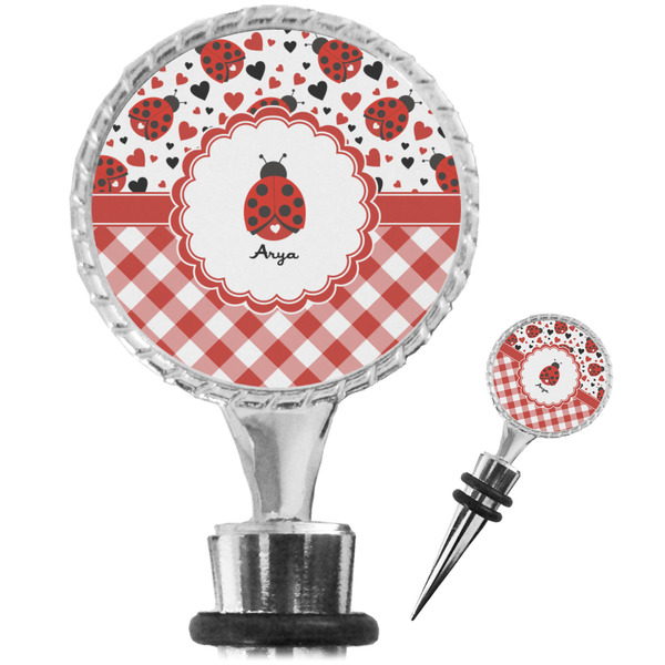 Custom Ladybugs & Gingham Wine Bottle Stopper (Personalized)