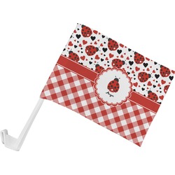 Ladybugs & Gingham Car Flag - Small w/ Name or Text