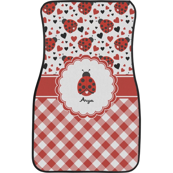 Ladybugs & Gingham Custom Car Floor Mats (Front Seat)