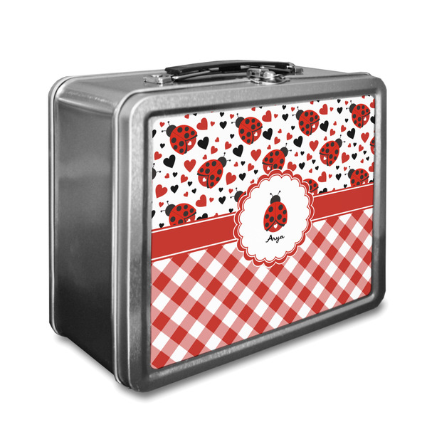 Custom Ladybugs & Gingham Lunch Box (Personalized)