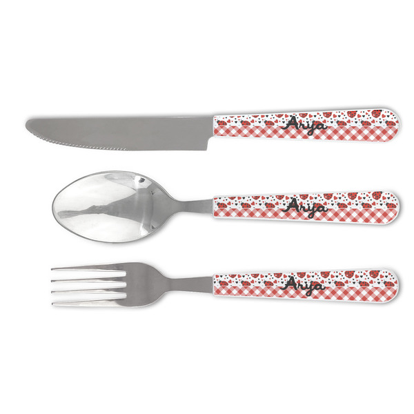 Custom Ladybugs & Gingham Cutlery Set (Personalized)