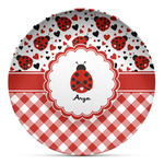 Ladybugs & Gingham Microwave Safe Plastic Plate - Composite Polymer (Personalized)