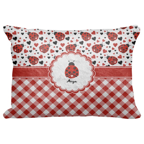 Custom Ladybugs & Gingham Decorative Baby Pillowcase - 16"x12" (Personalized)
