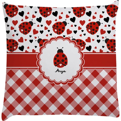 Ladybugs & Gingham Decorative Pillow Case (Personalized)