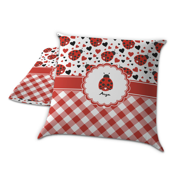 Ladybugs & Gingham Decorative Pillow Case - TWO