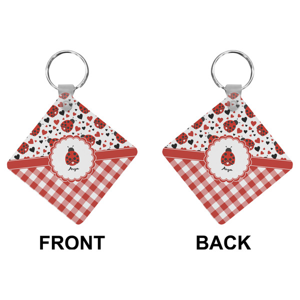 Ladybugs & Gingham Diamond Keychain (Front + Back)