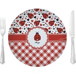 Ladybugs & Gingham Glass Lunch / Dinner Plate 10" (Personalized)