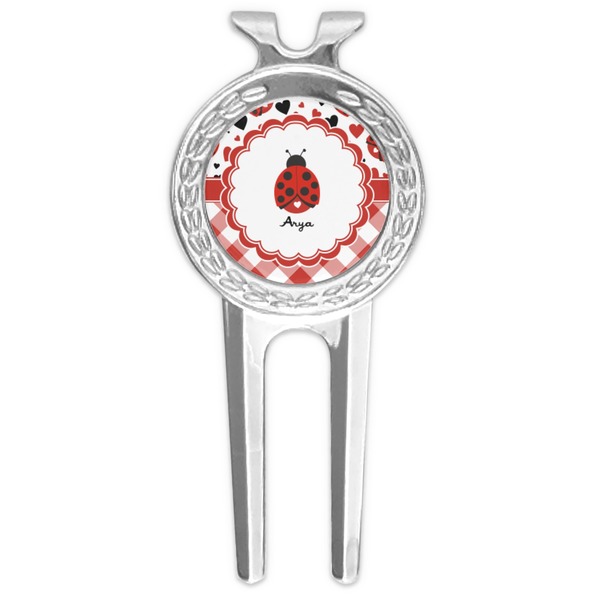 Custom Ladybugs & Gingham Golf Divot Tool & Ball Marker (Personalized)