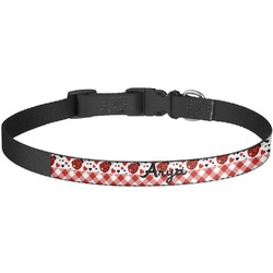 Ladybugs & Gingham Dog Collar - Large (Personalized)