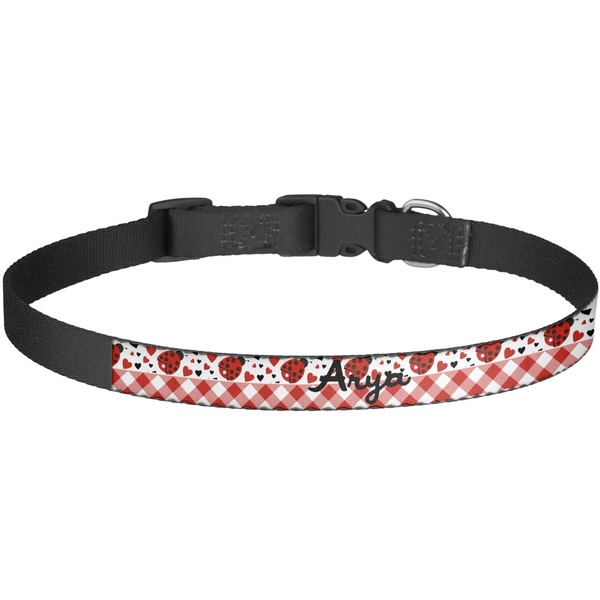 Custom Ladybugs & Gingham Dog Collar - Large (Personalized)