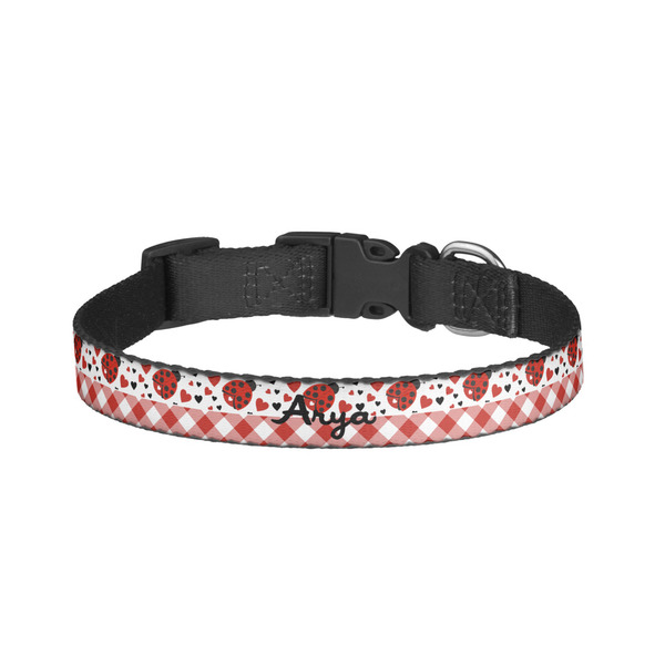Custom Ladybugs & Gingham Dog Collar - Large (Personalized)