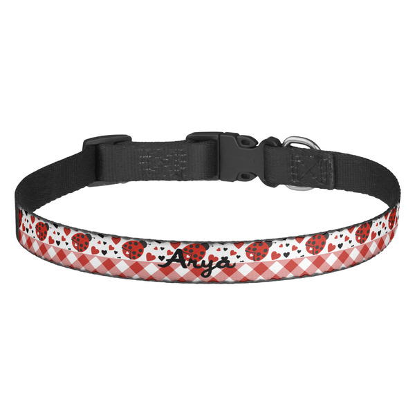 Custom Ladybugs & Gingham Dog Collar - Medium (Personalized)