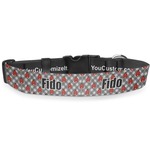 Ladybugs & Gingham Deluxe Dog Collar - Large (13" to 21") (Personalized)