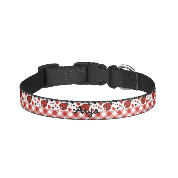 Custom Ladybugs & Gingham Dog Collar - Small (Personalized)