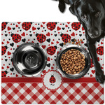 Ladybugs & Gingham Dog Food Mat - Large w/ Name or Text