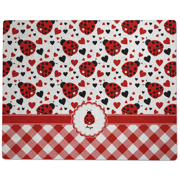 Ladybugs & Gingham Dog Food Mat - Large without Bowls