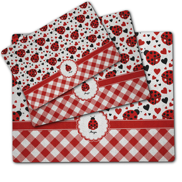 Ladybugs & Gingham Dog Food Mat - MAIN (sm, med, lrg)
