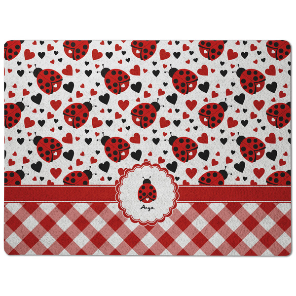 Ladybugs & Gingham Dog Food Mat - Medium without bowls