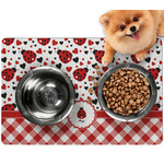 Ladybugs & Gingham Dog Food Mat - Small w/ Name or Text