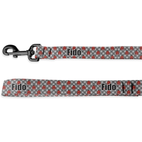 Custom Ladybugs & Gingham Deluxe Dog Leash (Personalized)
